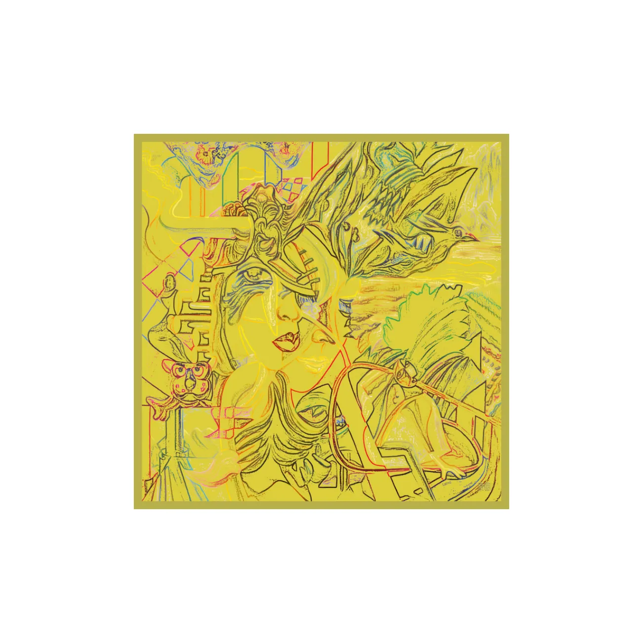 CH＇IN MELODY Silk Scarves Women's