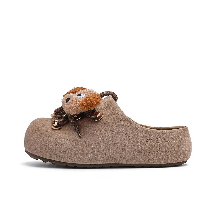 FIVE PLUS Резиновая подошва ворсистый дизайн с милыми питомцами противоскользящие устойчивые к истиранию тихие домашние тапочки для женщин