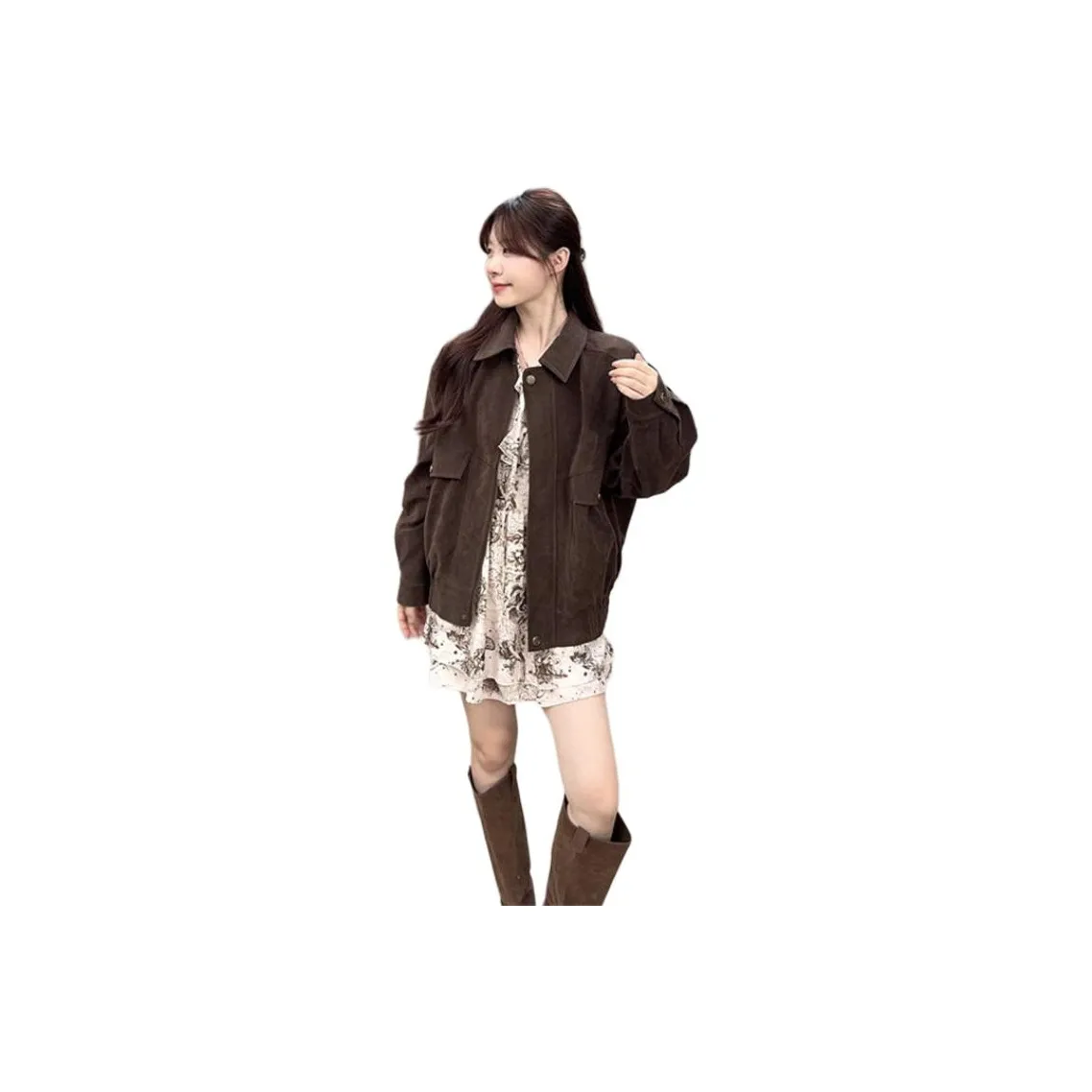 REMOULD Принт Платье + Кофе Пальто Женские Комплекты с Юбкой