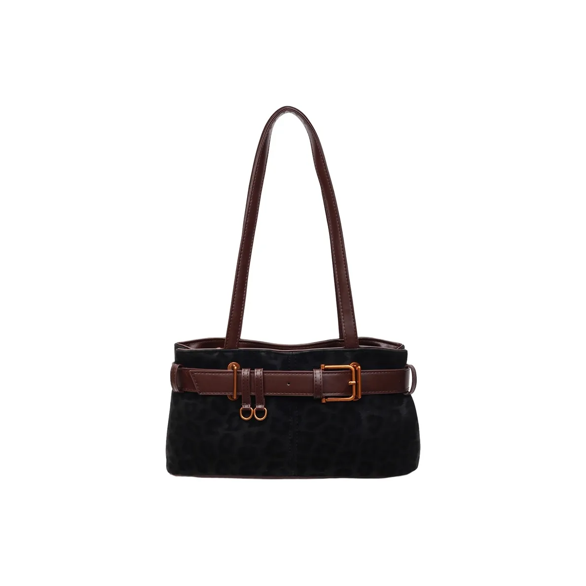 Meow In The Grass Замша Плечевая Сумка Стандартная Женская Леопардовый Принт Черный Леопардовый Принт Кофейный Кофейный Кaramel