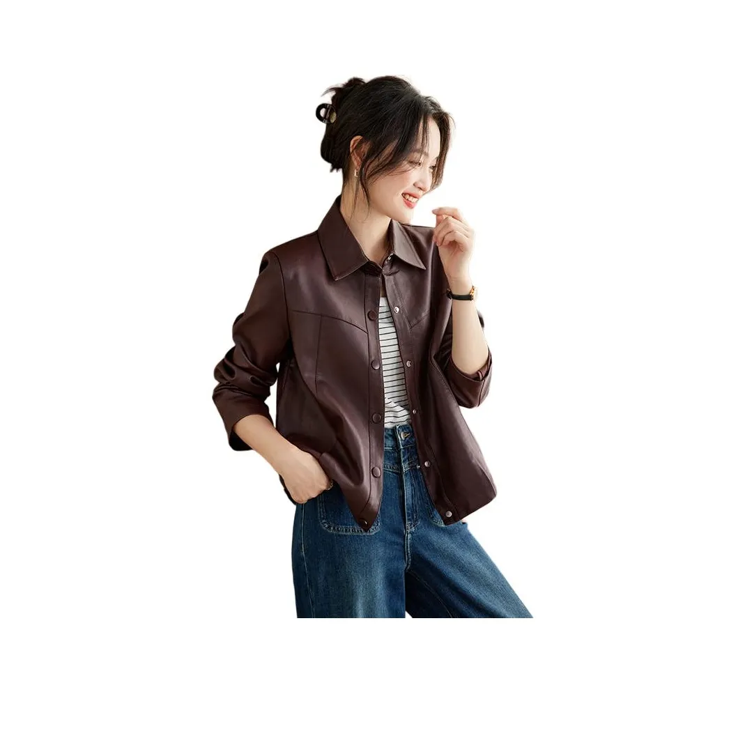 H YXIANG Кожа Куртка Женская