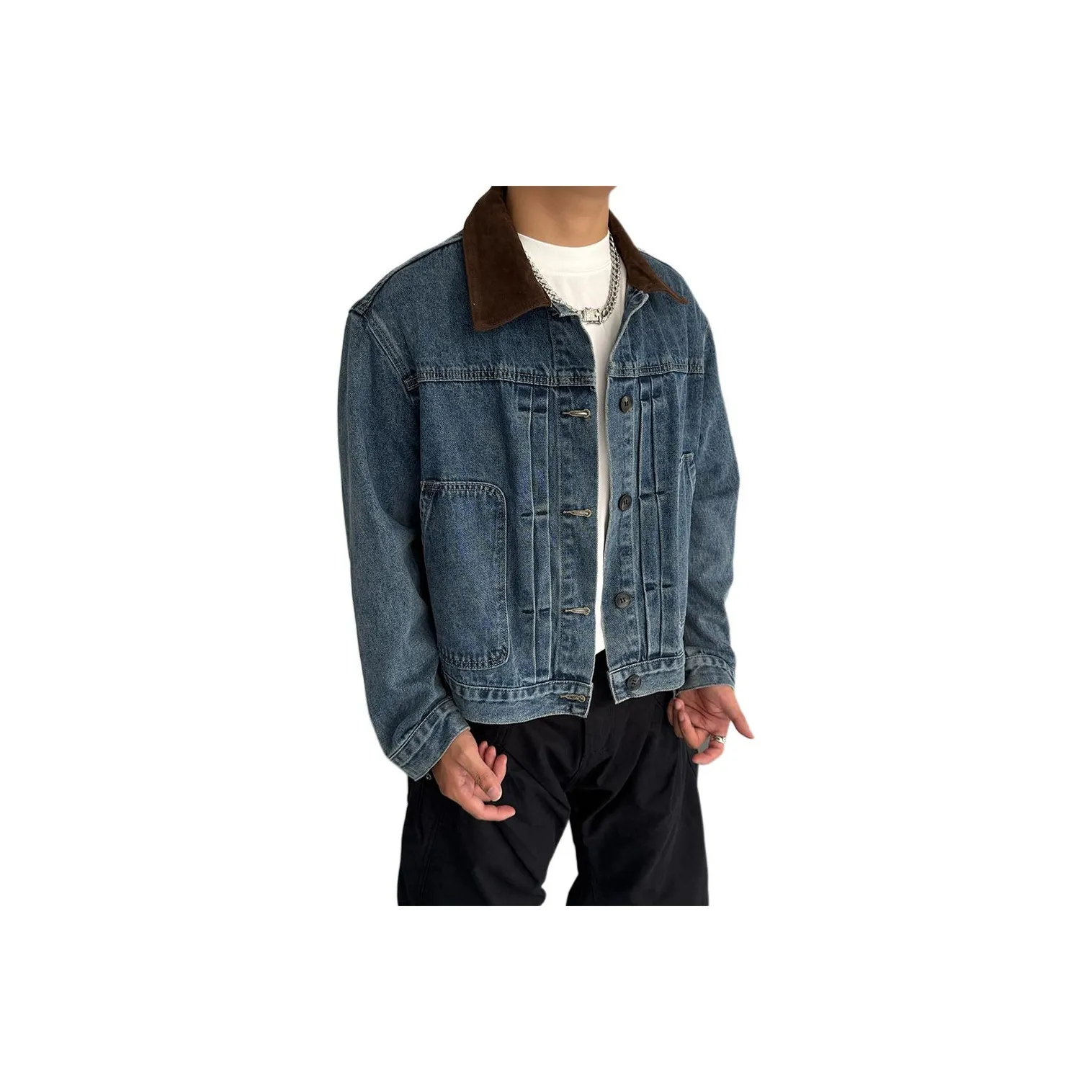 DUATOGE Винтажный синий Мужской Джинсовые куртки