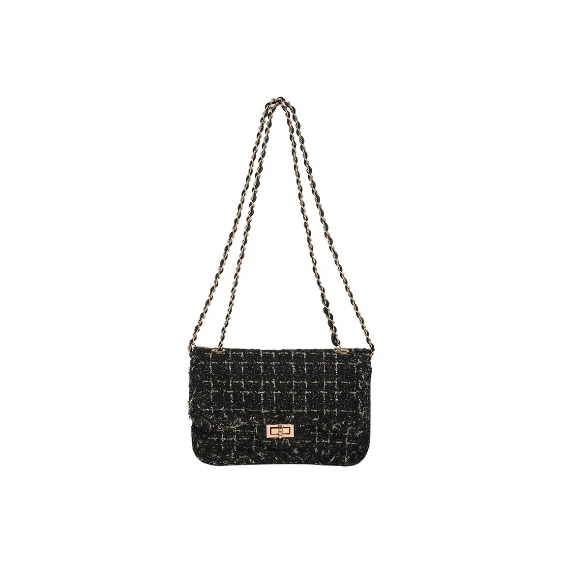 WRELS Вязаные ткани Сумки через плечо Стандартный Экрю Черный