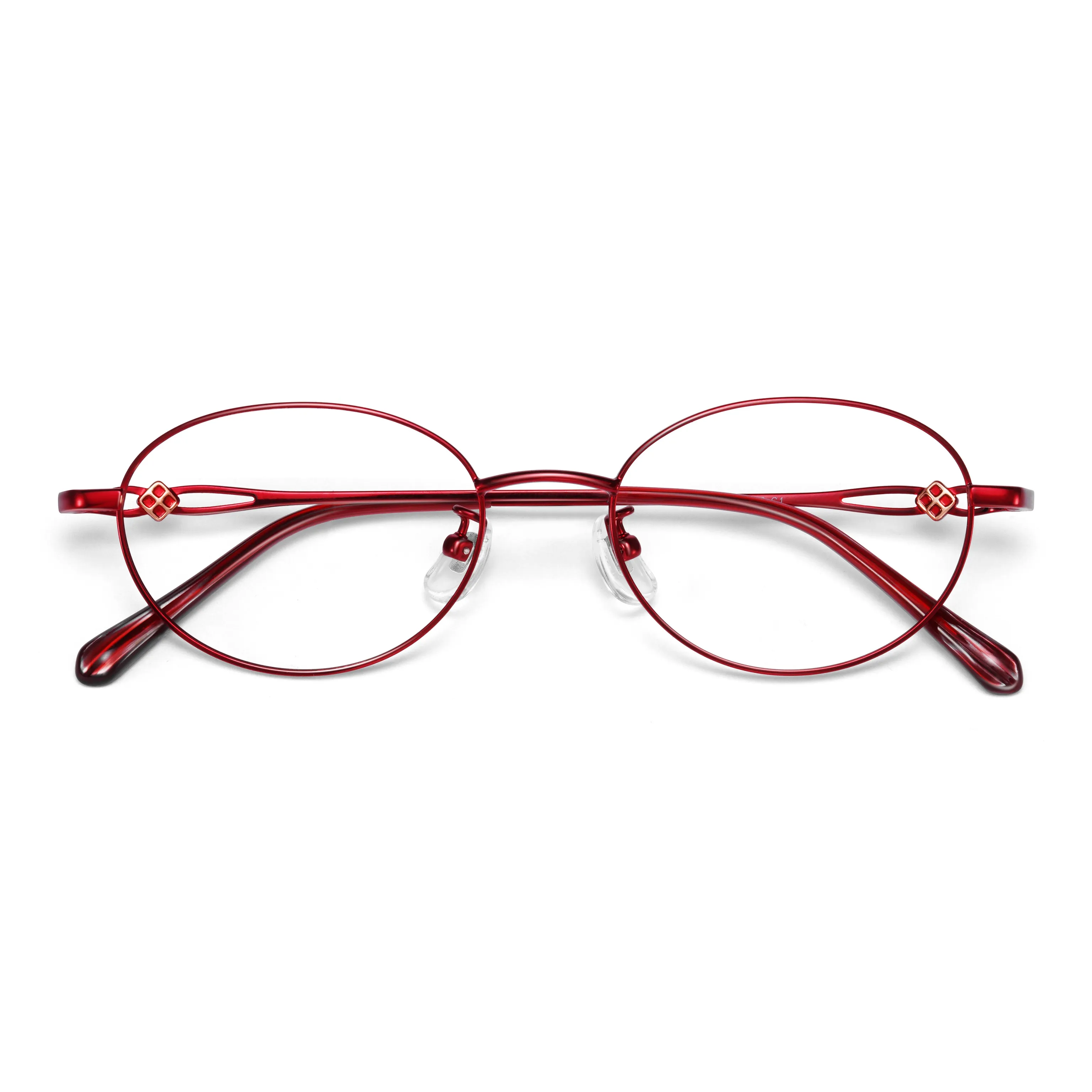 Wood Premium Alloy Titanium Oval Eyeglass Frames Women's
