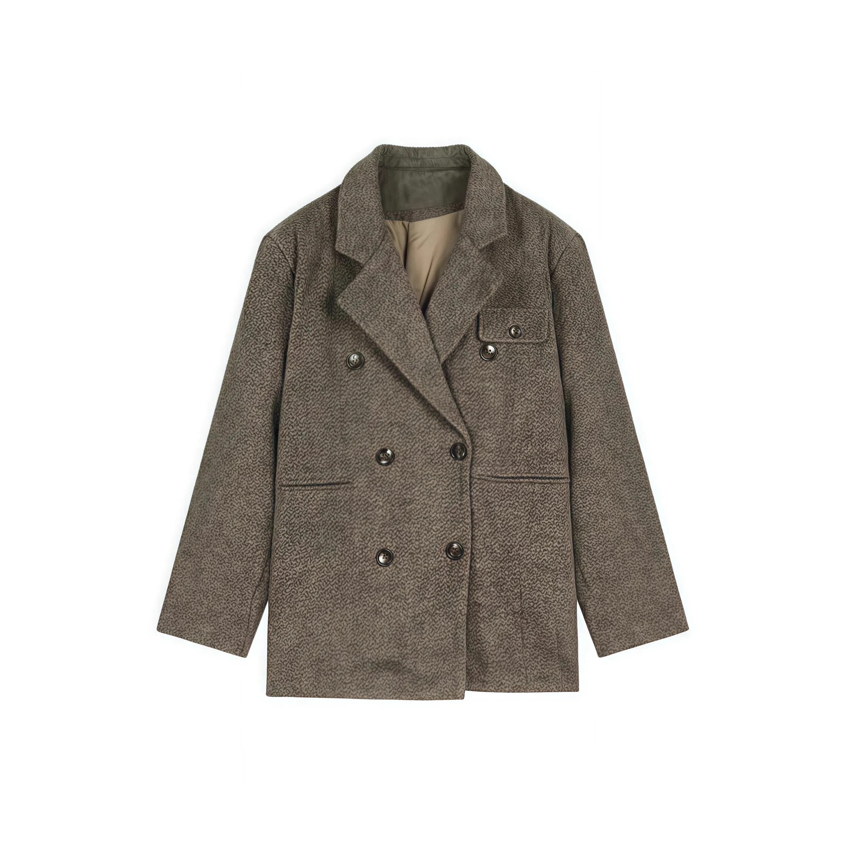 ETSE Кофейный Утеплённый Шерстяной Пальто Женские Тренч