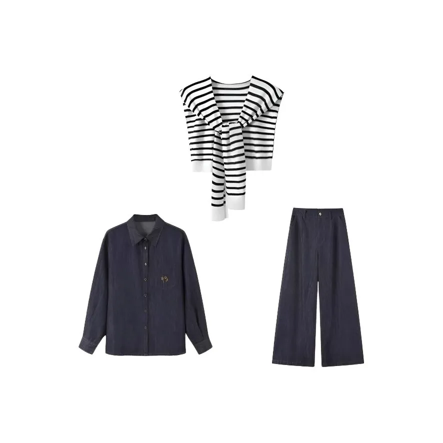 TIBINB Темно-синий Синий Женские Повседневные Костюмы