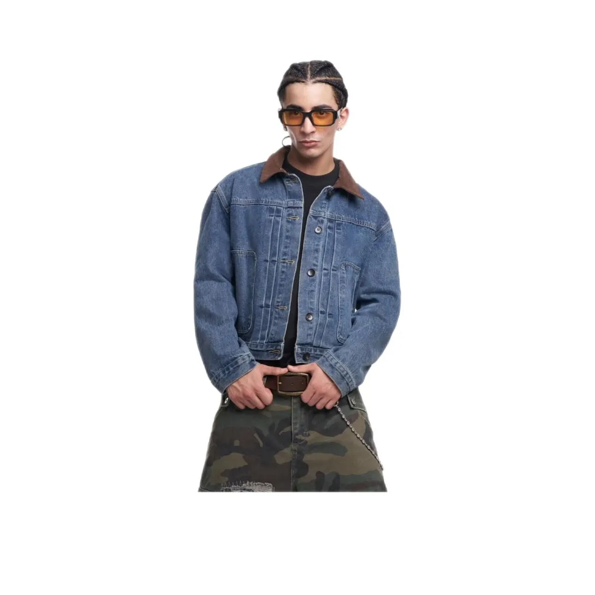 TONYBEAR Cropped Denim Harajuku Artistic Style Trendy Jacket Men's
