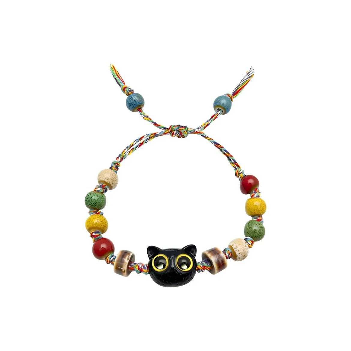 LEBOW Cute Vintage Kitten Multicolor Meow Star Handcrafted Beads