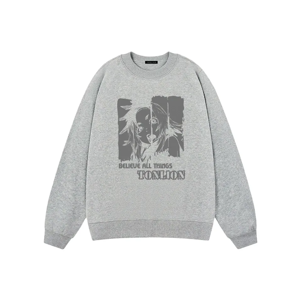 Tonlion С принтом свободный крой длинный рукав топ пальто унисекс