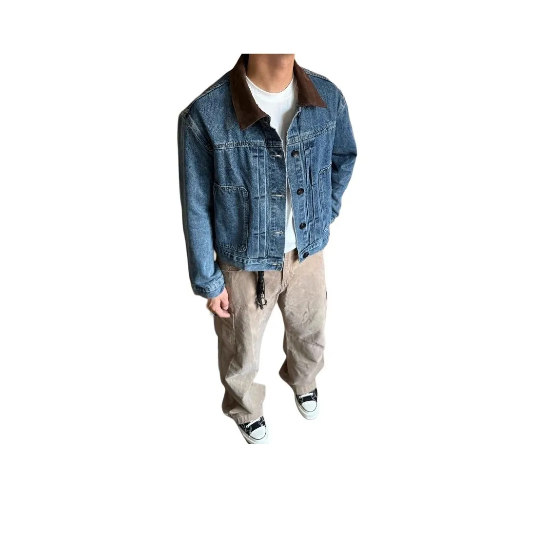 DUATOGE Винтажный синий Мужской Джинсовые куртки