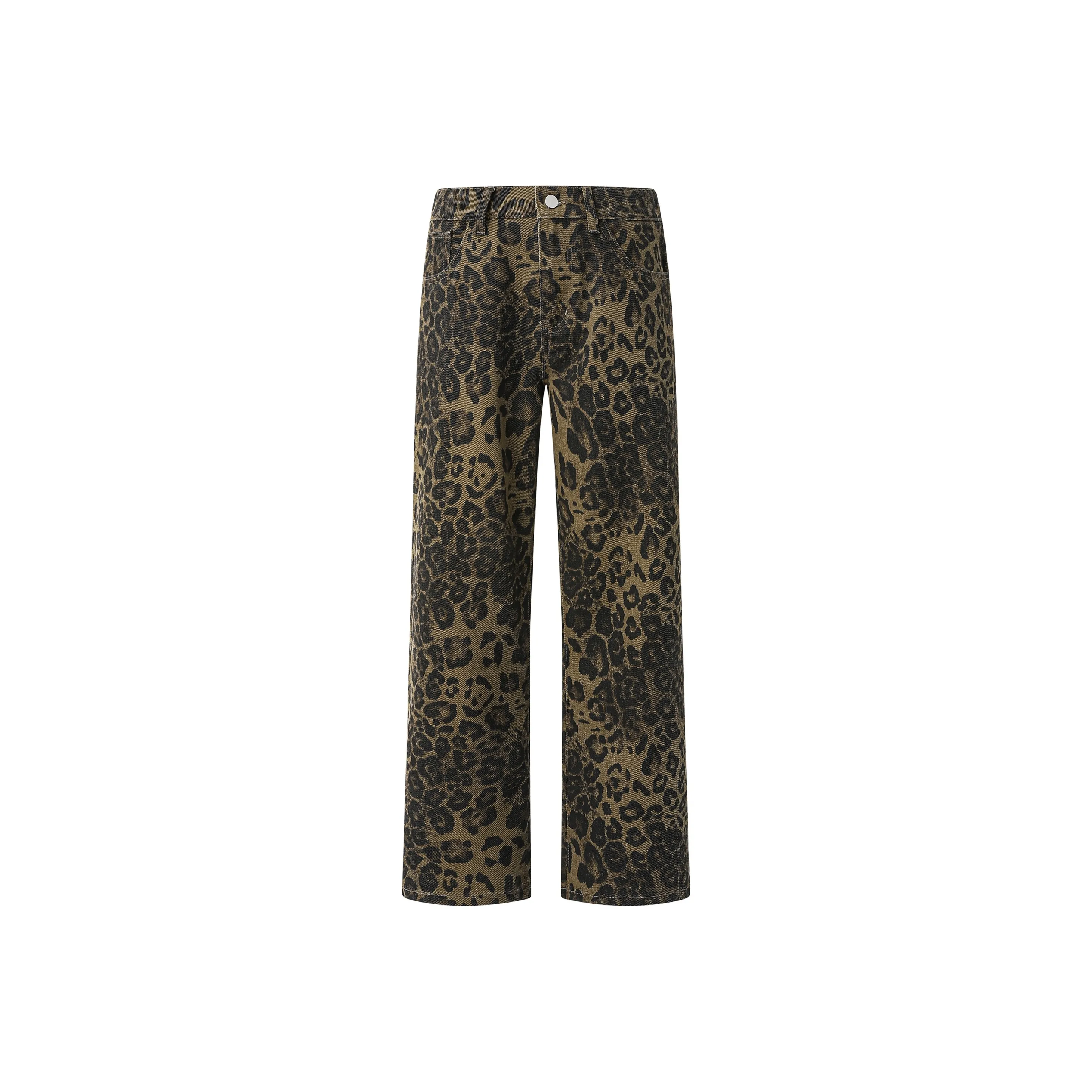 PASOK Камуфляж Леопардовый принт Джинсы Повседневные брюки Для мужчин Модный и крутой Внимание привлекающий Уличная одежда Мужская