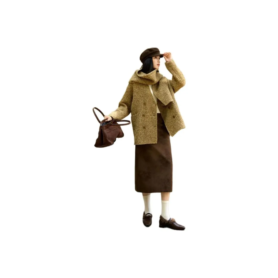 XWI Кленовый Лист Желтый Женское Пальто