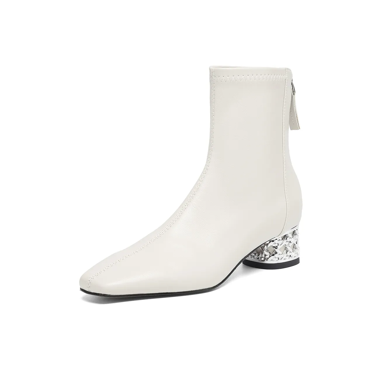 FMM Женские 2025 Осенне-зимние Минималистский стиль Элегантность Универсальные Ботильоны с Грубым каблуком LEATHER BOOTS Женские