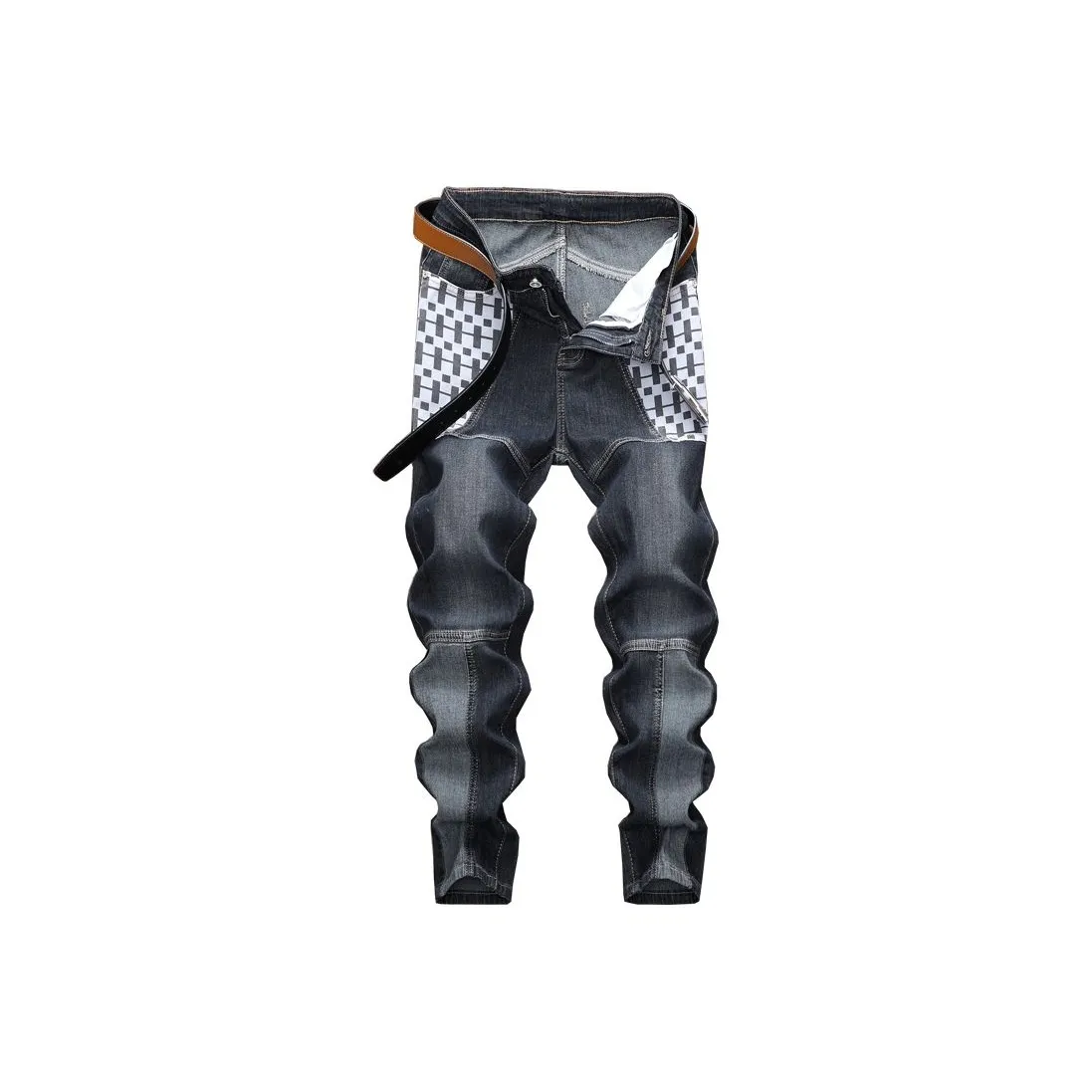 UOOHE Черный Серый Унисекс Джинсы