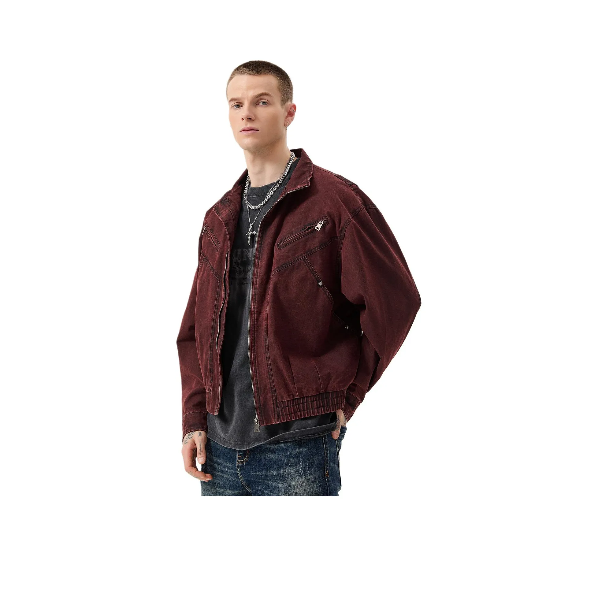 NITENG Бордовый Красный Мужские Куртки