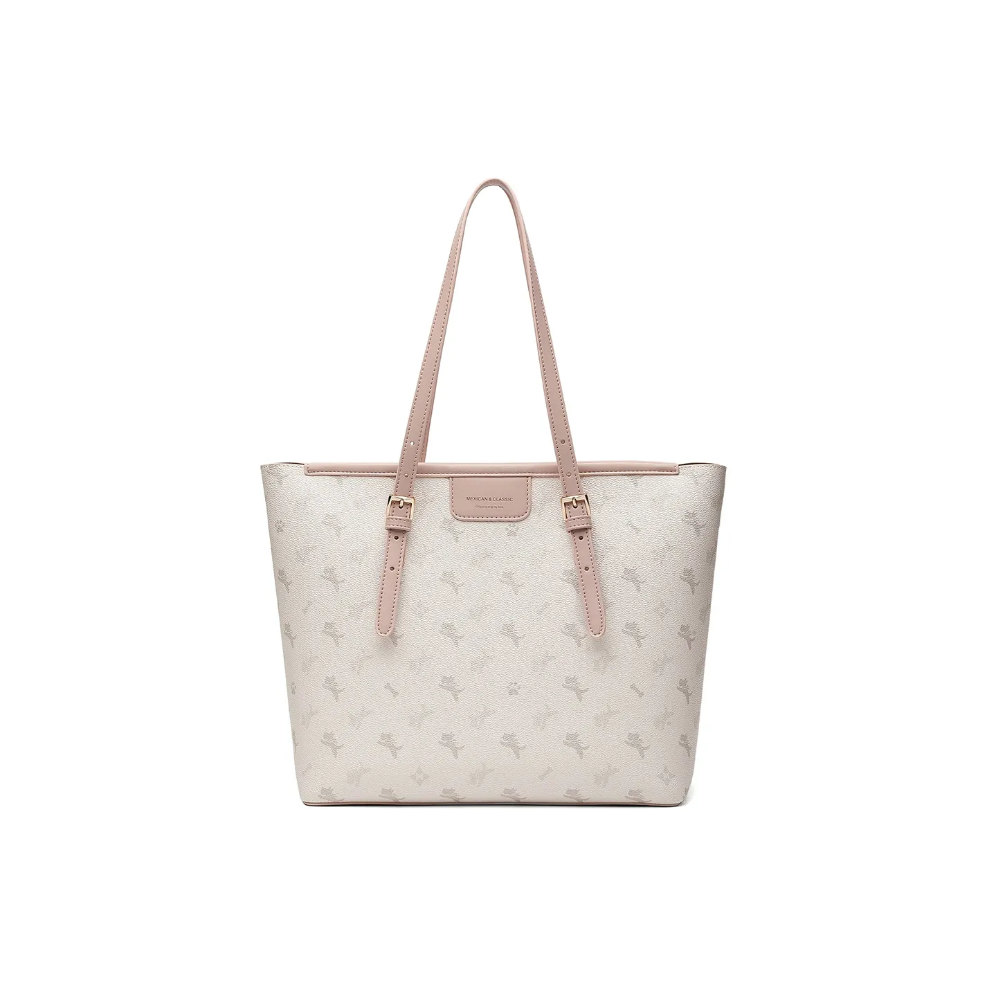 MEXICAN Полиуретановая кожа Тоут Сумка Сумка для покупок Сумка на плечо Стандартная Женская Светло-розовая Абрикосово-коричневая