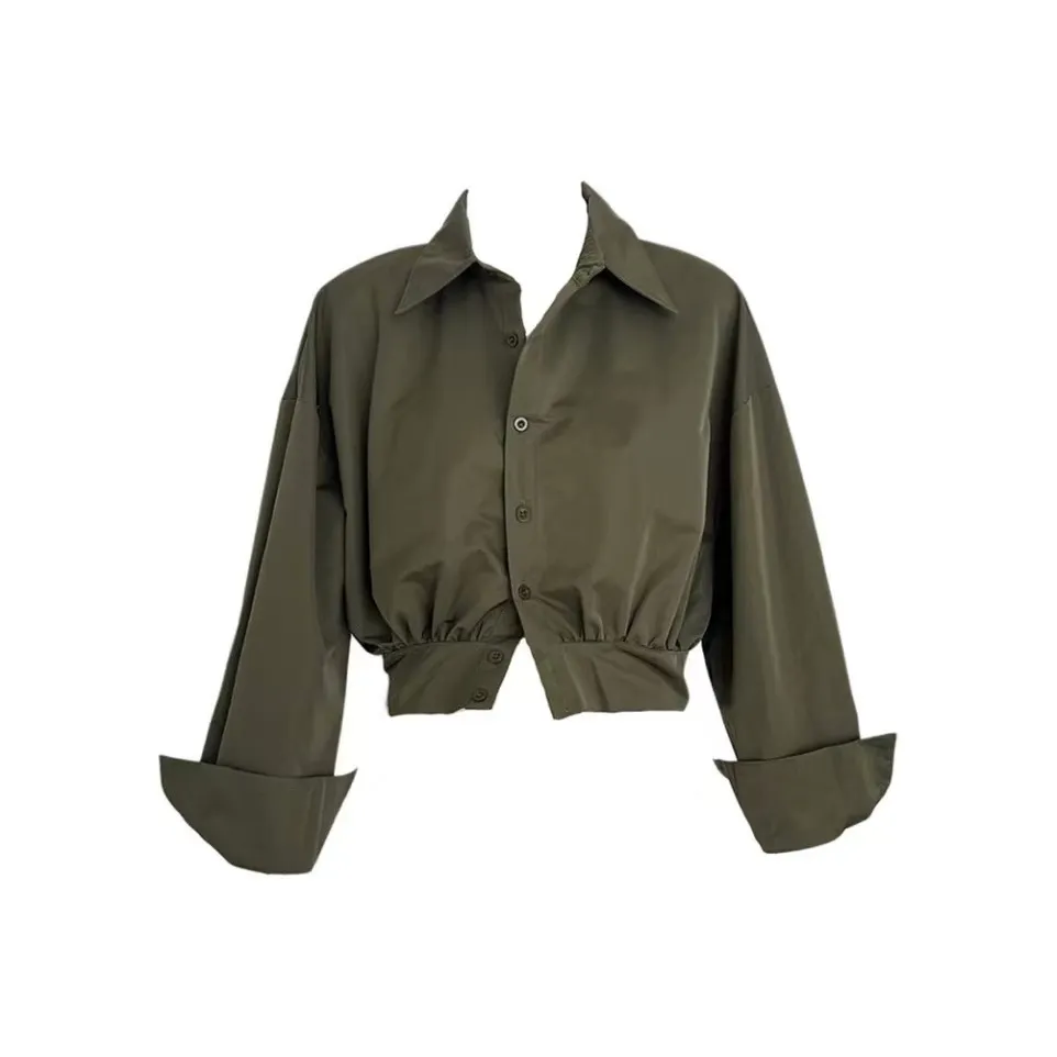 EMDPN Зеленый Женский Короткий Пальто