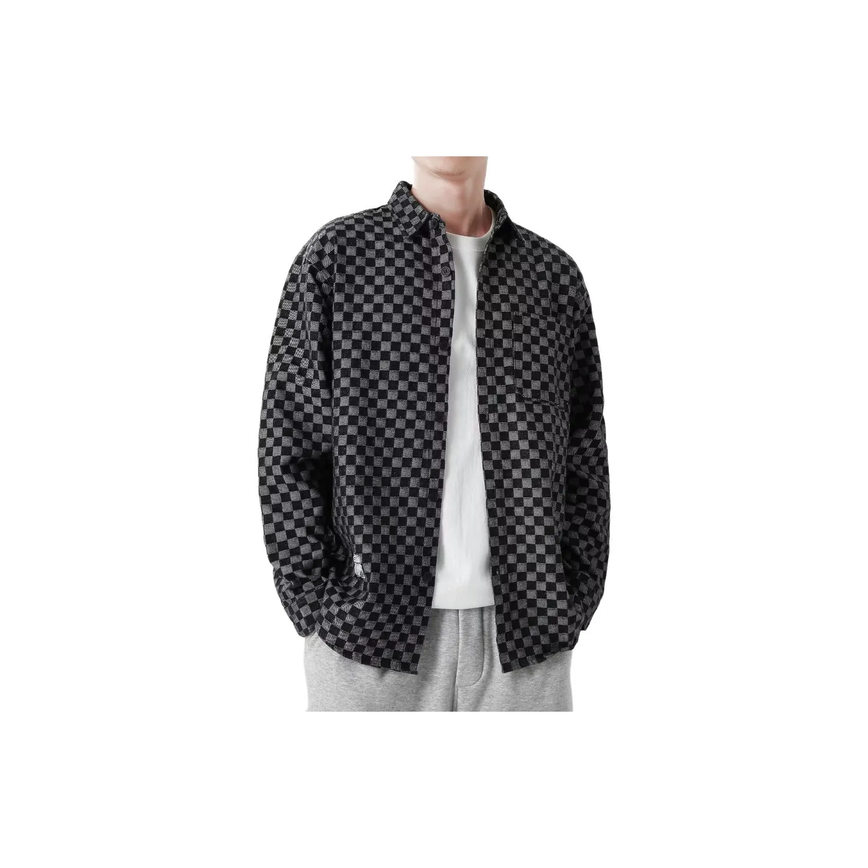 TONYBEAR Потертый Рабочая Одежда Клетка Тонкая Большой Размер Куртка Мужская