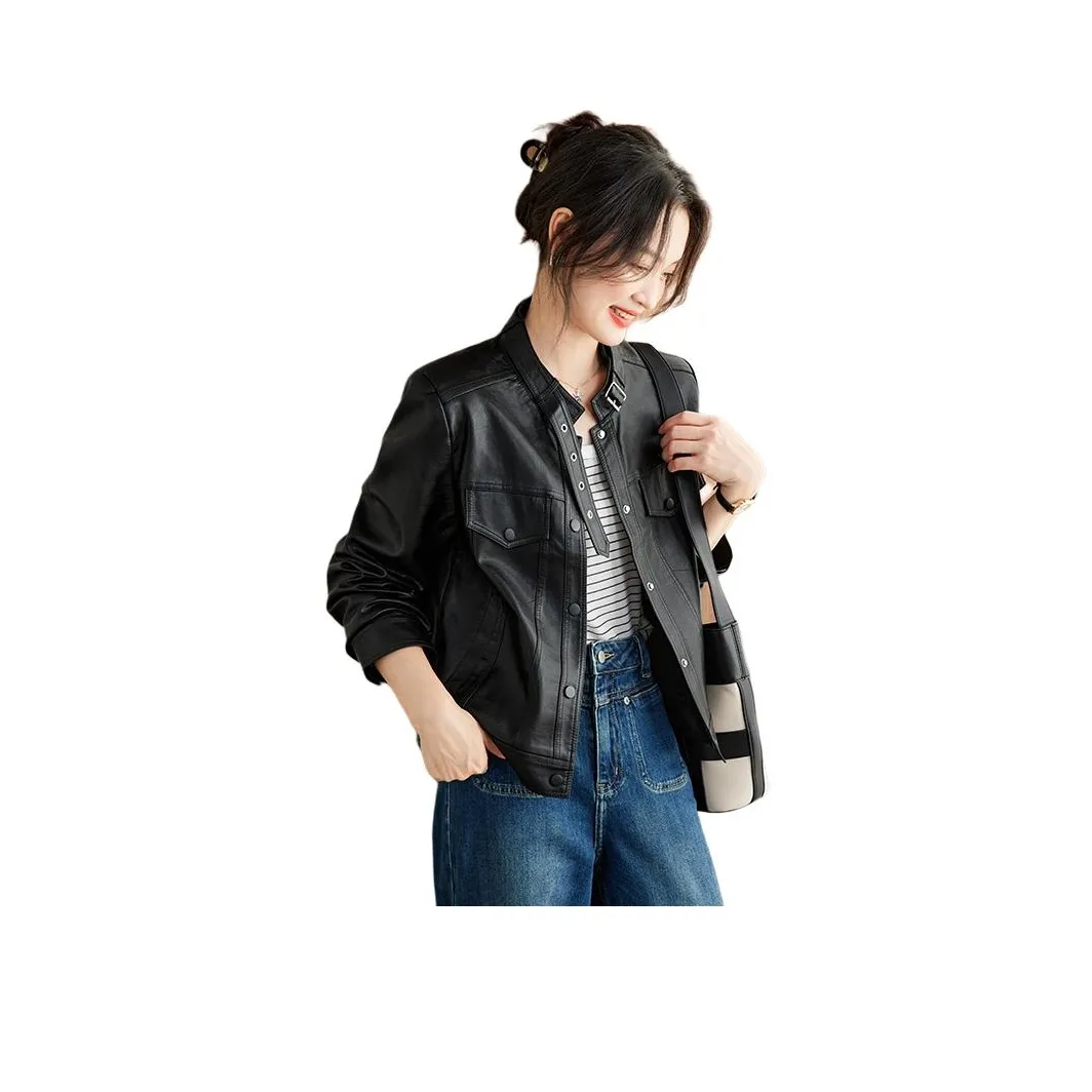 H YXIANG Кожа Куртка Женская