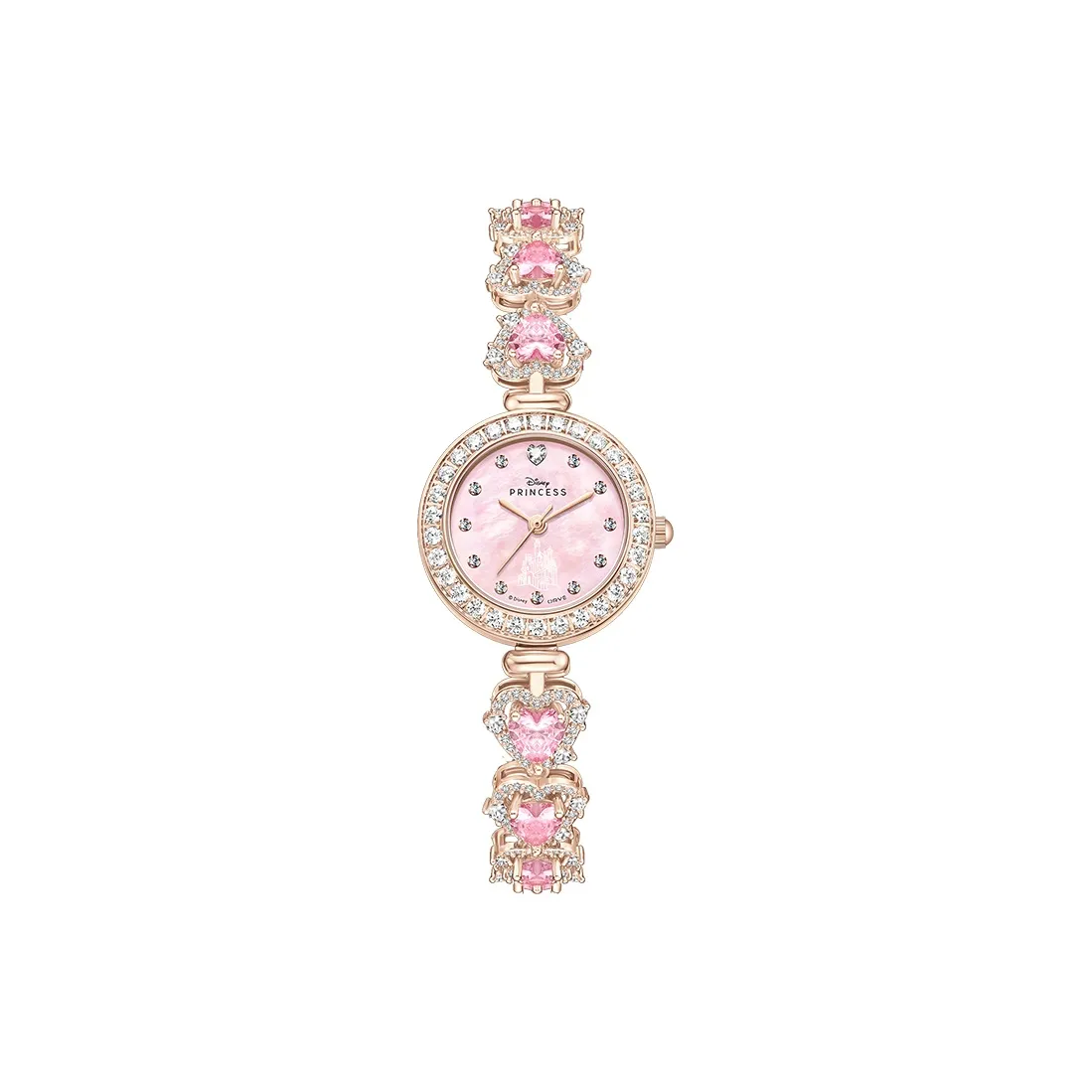 Disney Princess Кварцевый механизм Eco Friendly Медный ремешок Часы Женские Розовый циферблат