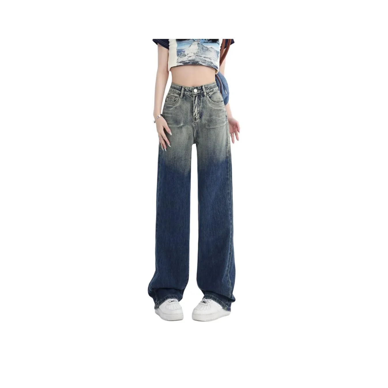 ACHIEVE ACHV Градиент Синий Длинные Брюки Унисекс Джинсы