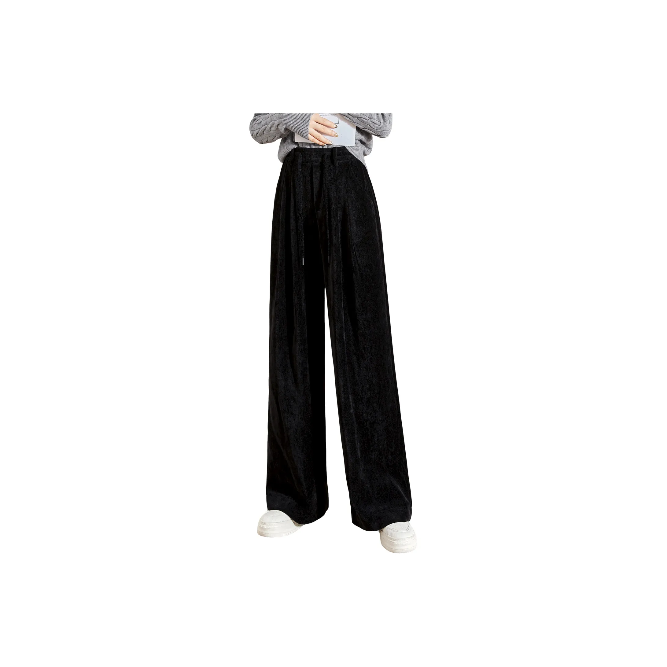 TOUCH Угольно-черные Женские Повседневные Брюки