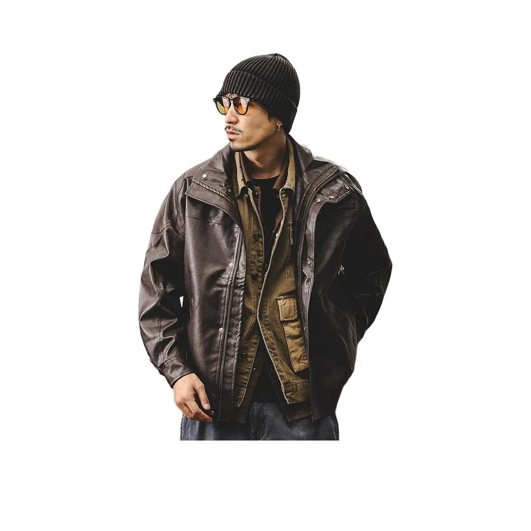 JIELEINUO Мужские кожаные куртки