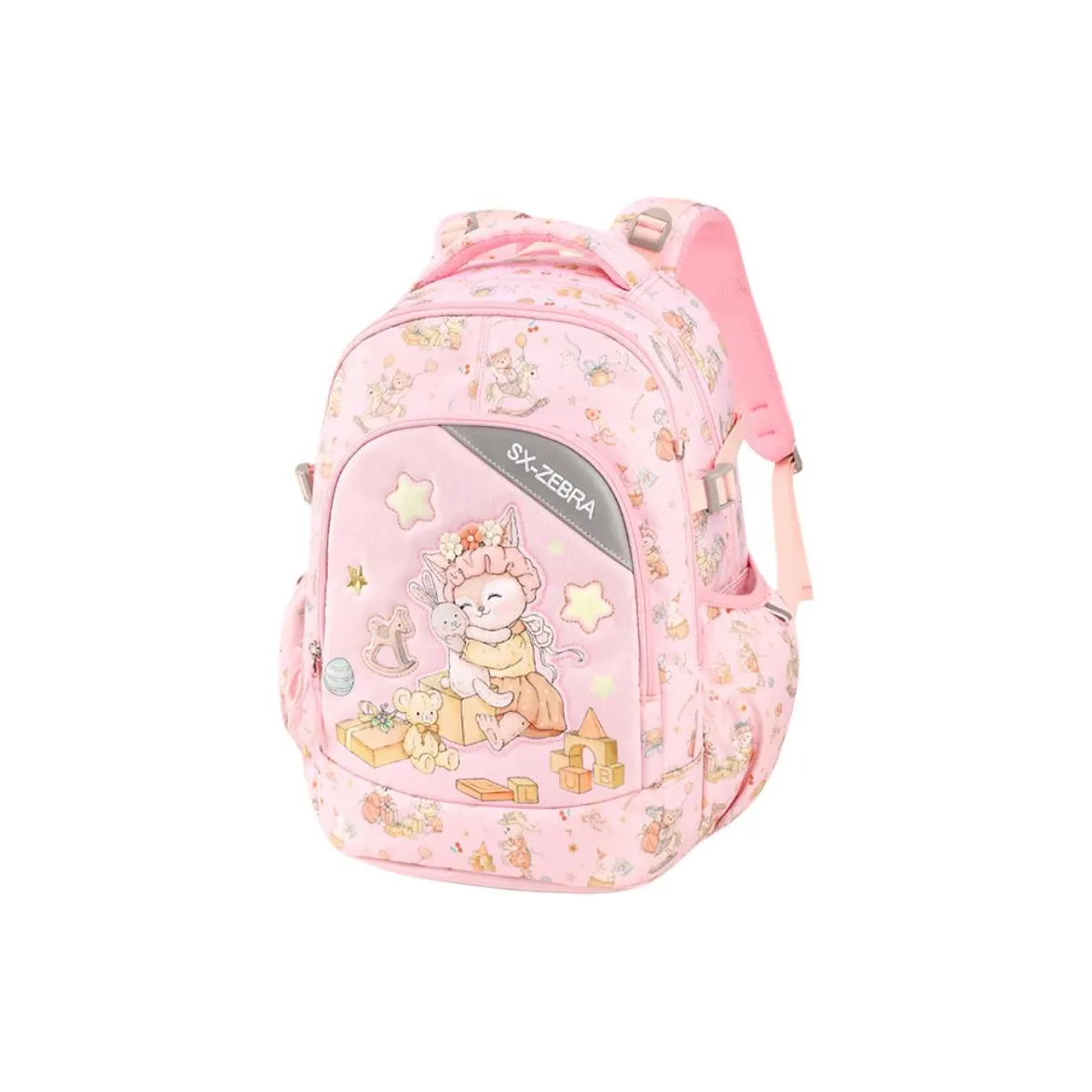 S.X Зебра Полиэстер Студенческая Сумка Детская Розовая Бежевая