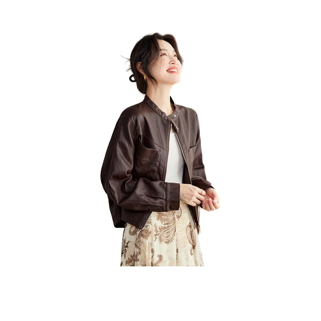 H YXIANG Кожа Куртка Женская