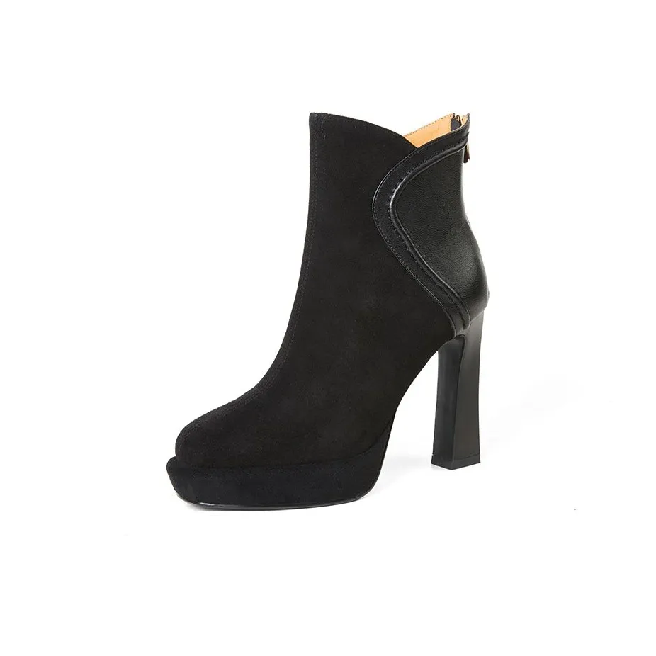 Wuji Круглый носок Высокий каблук Ботильоны Женские