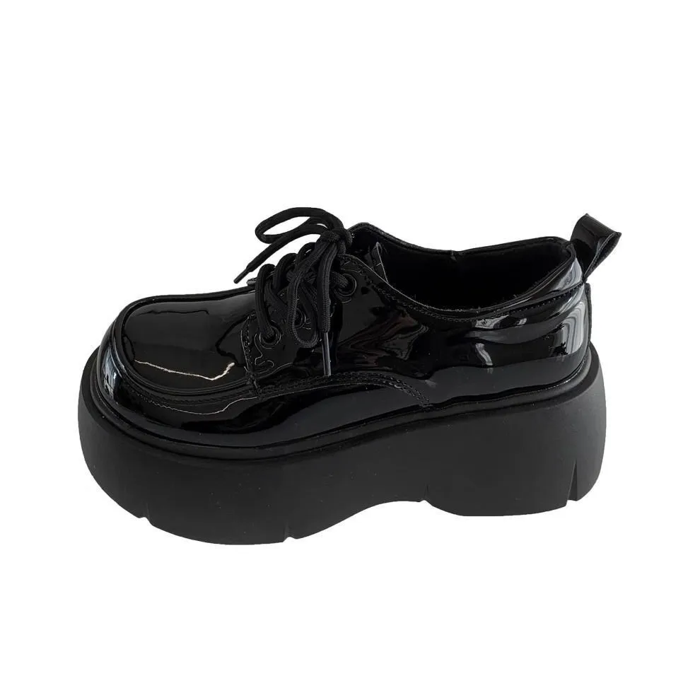 WUJI Британский стиль Кружево Вверх Кожаные туфли Женские