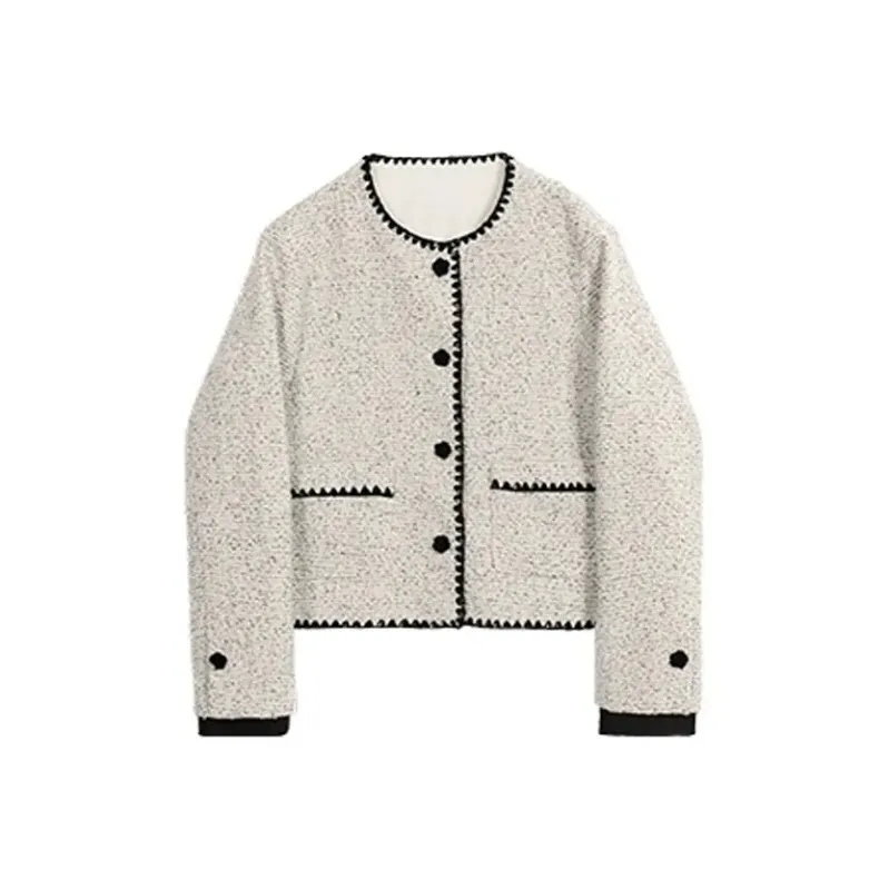 SNZX Серый Белый CHANEL Inspired Пальто Женские Бархатные Куртки