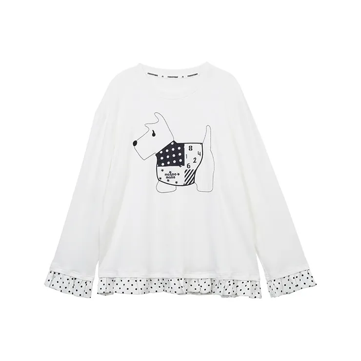 MASOOMAKE Осенняя футболка с оборванными плечами цвет белый