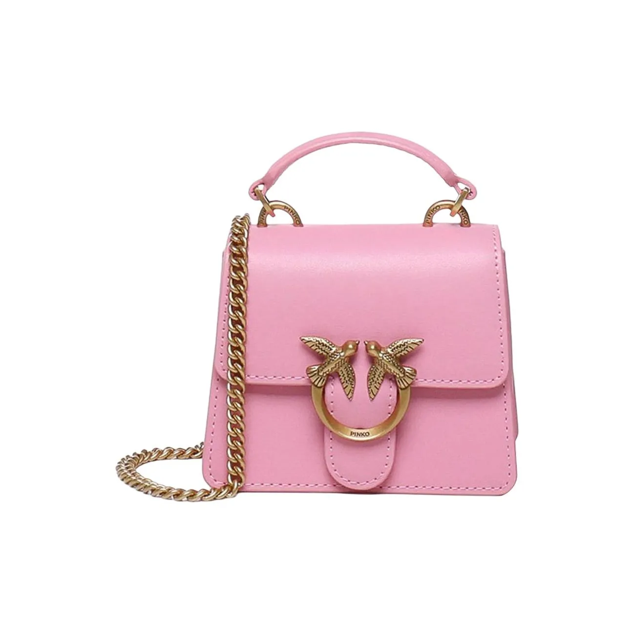 PINKO Love Series Коровья кожа Сумка через плечо Сумка Женская Розовая