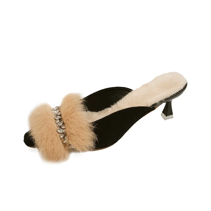 Puppytown Резиновая подошва противоскользящий французский закрытый носок верхняя одежда пушистые тапочки женские