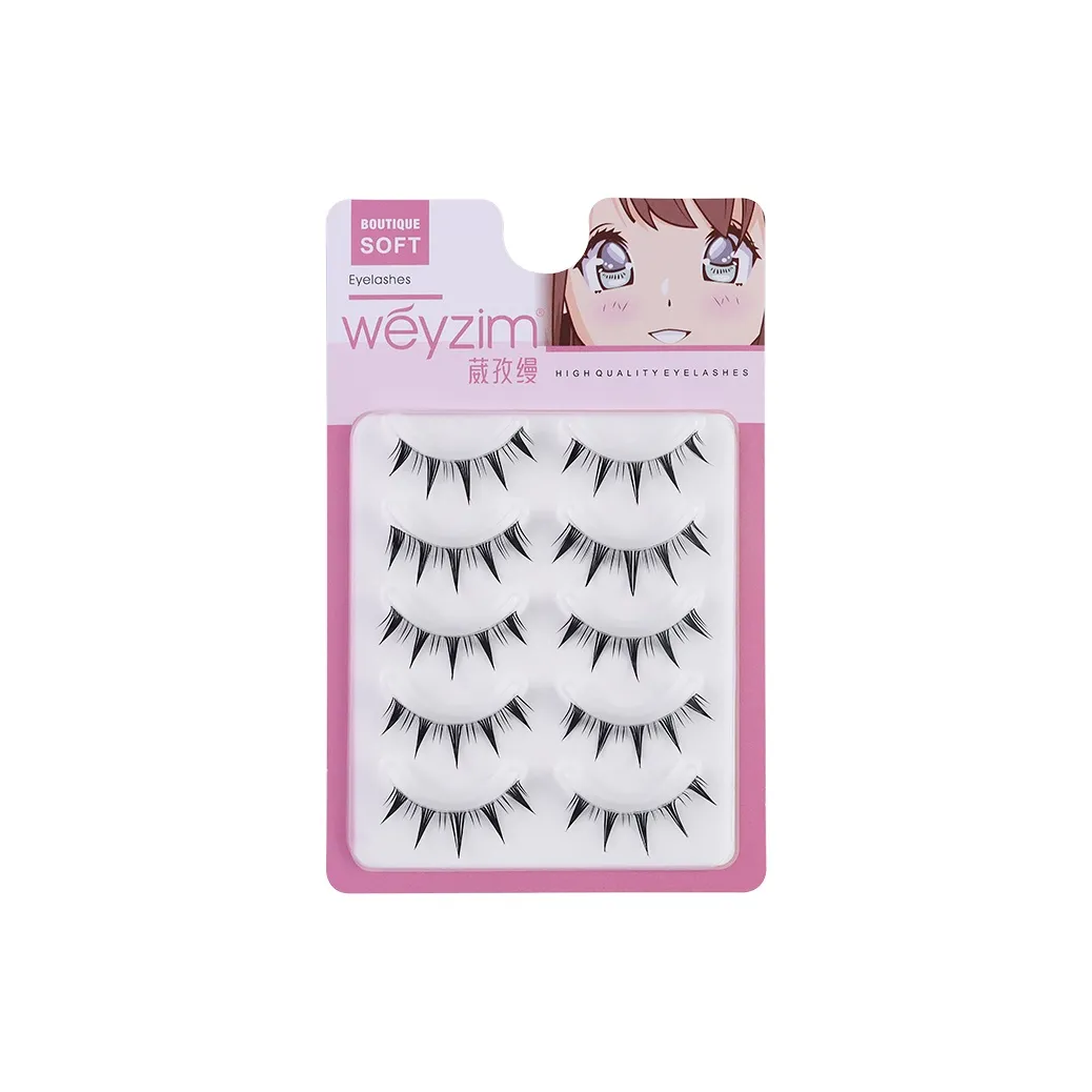 Weyzim Нет Клей Ван-Пис Камелия Искусственные Наращивающие Лашь Линии Волокно Длинный Заостренный Ласточкин хвост Крест Демон