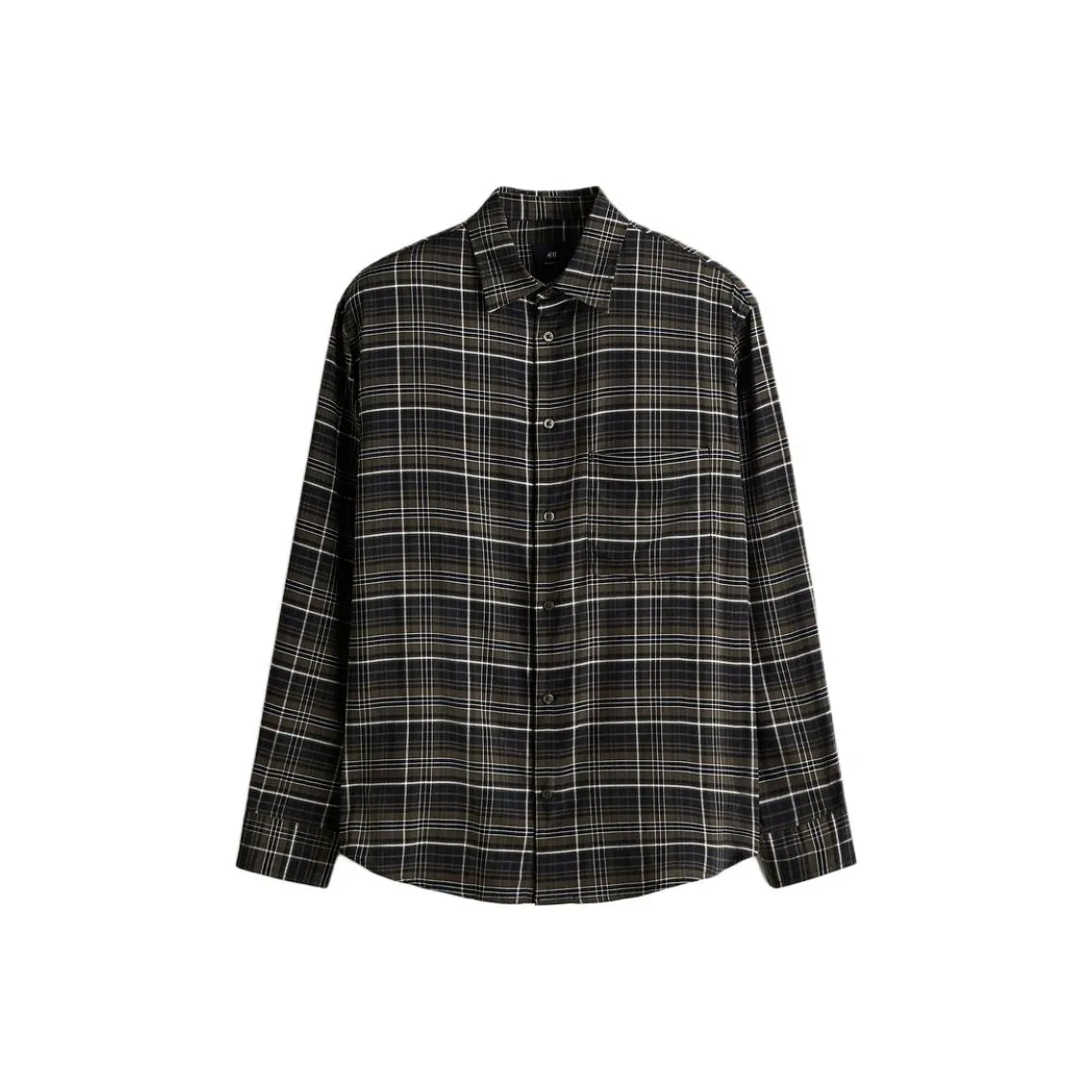 H M Хаки Зеленый Клетка Мужская Рубашка