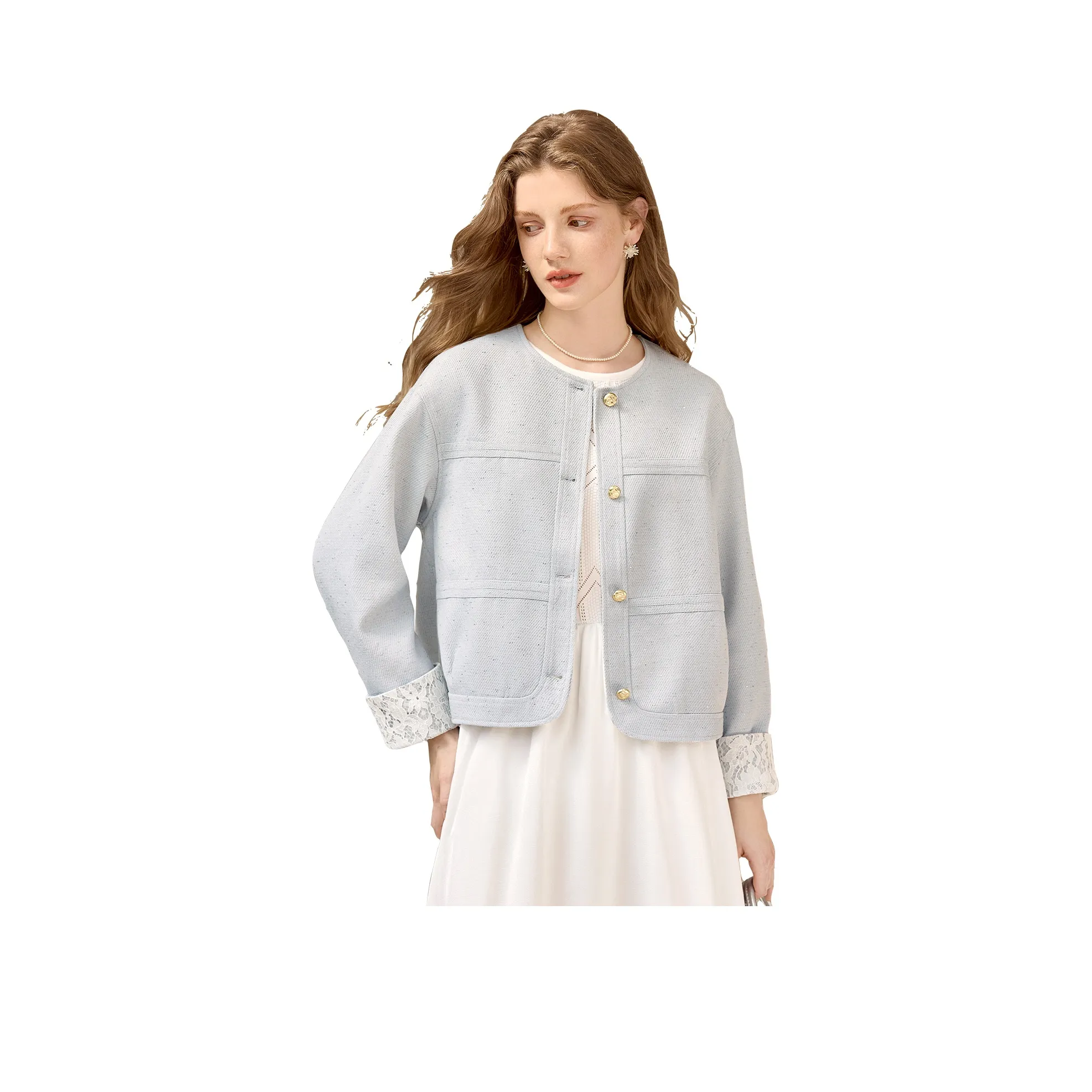 TOUCH Светло-серый Женский Короткий Пальто