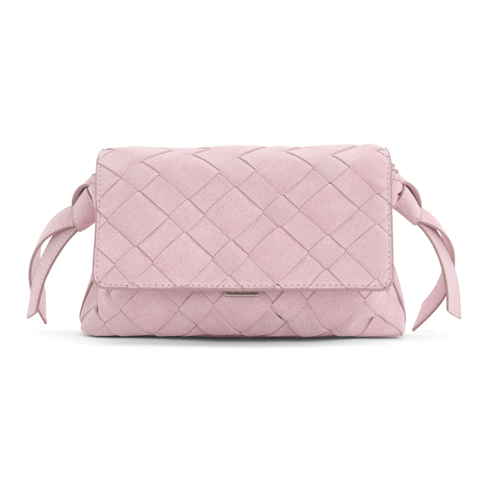 CHARLES KEITH Синтетическая кожа Одно плечо Через плечо Маленькая квадратная сумка Маленькая Женская Песочный Хлопок Конфетный Розовый