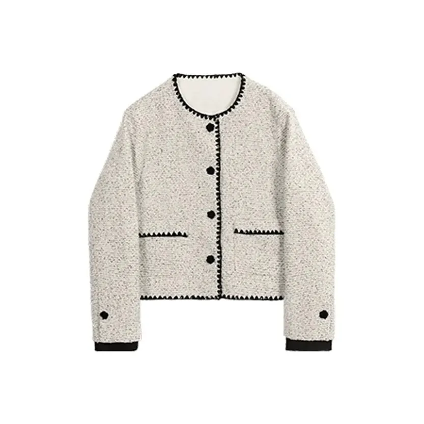 HeartyBite Серый Белый Вдохновленный Chanel Пальто Женские Куртки