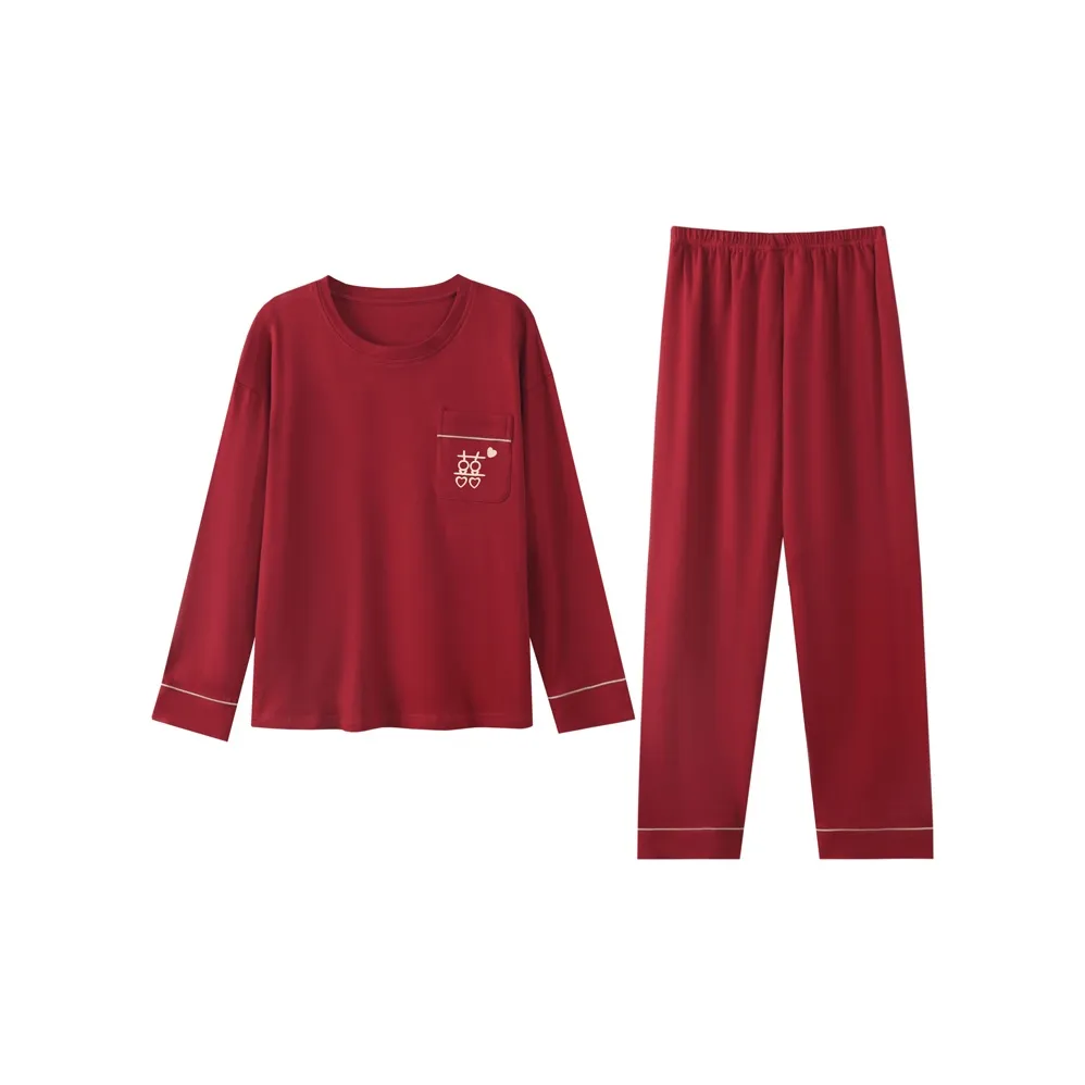 QIAOJIAREN Анкора Красный Женский Комплект Пижам