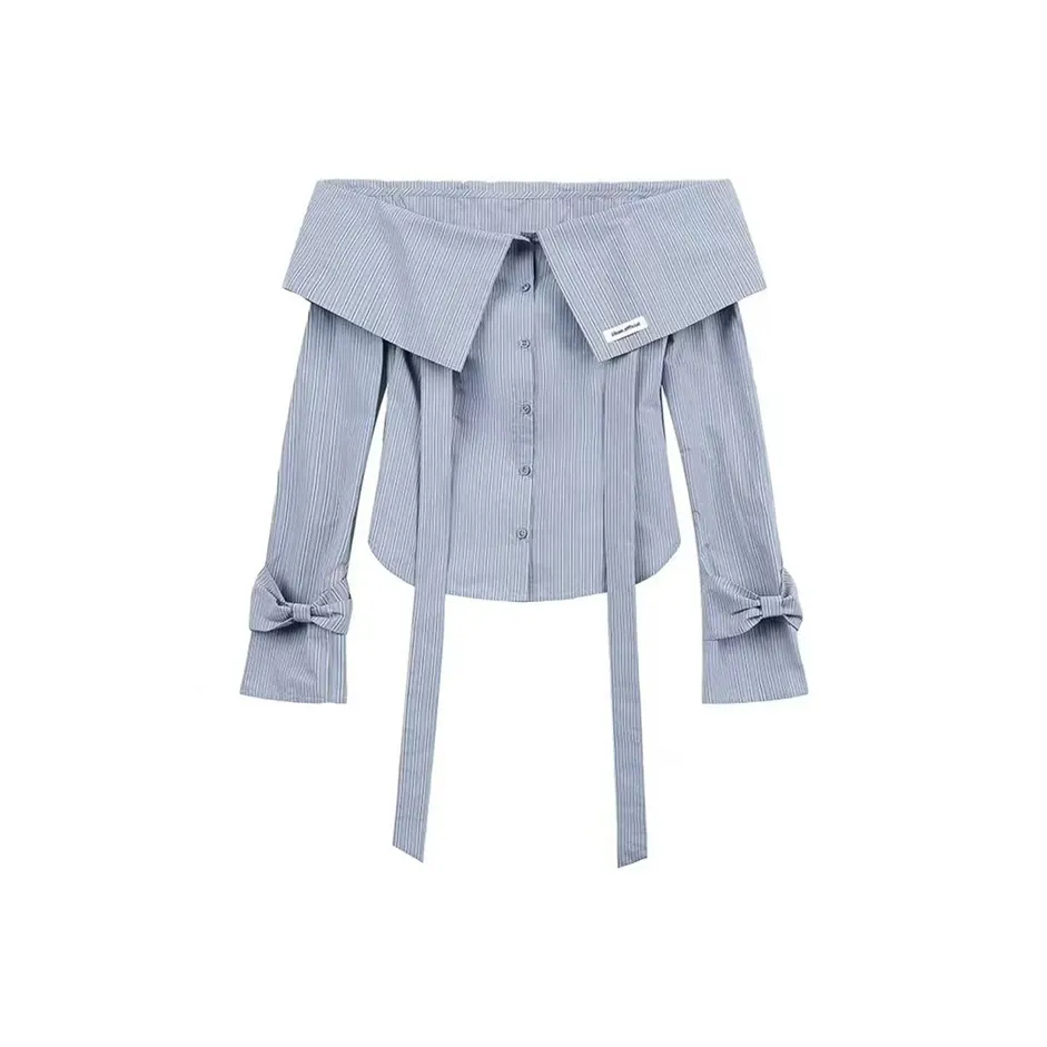 Meanalot Синий Полосатый Рубашка Женская Рубашка