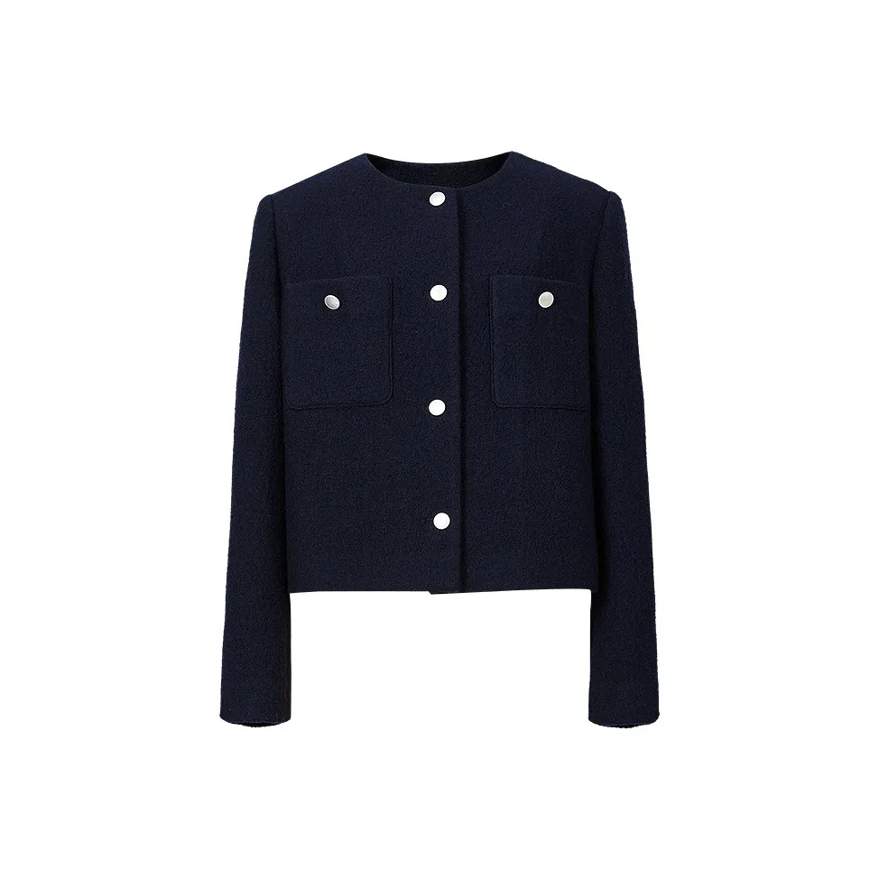 Hopeshow Темно-синий 495 Женское Короткое Пальто