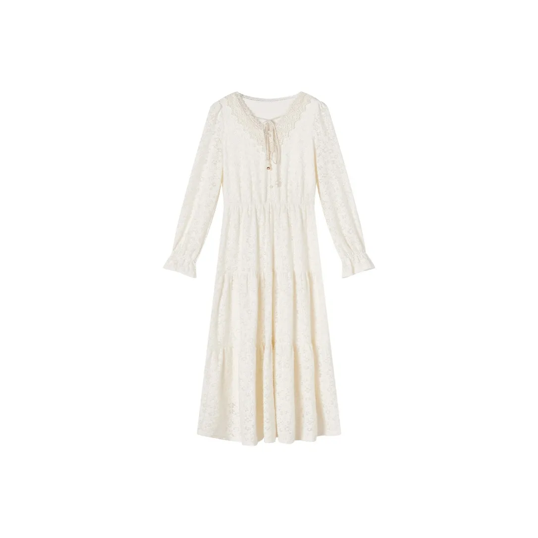 XIANGYING Длинное платье с длинными рукавами женское