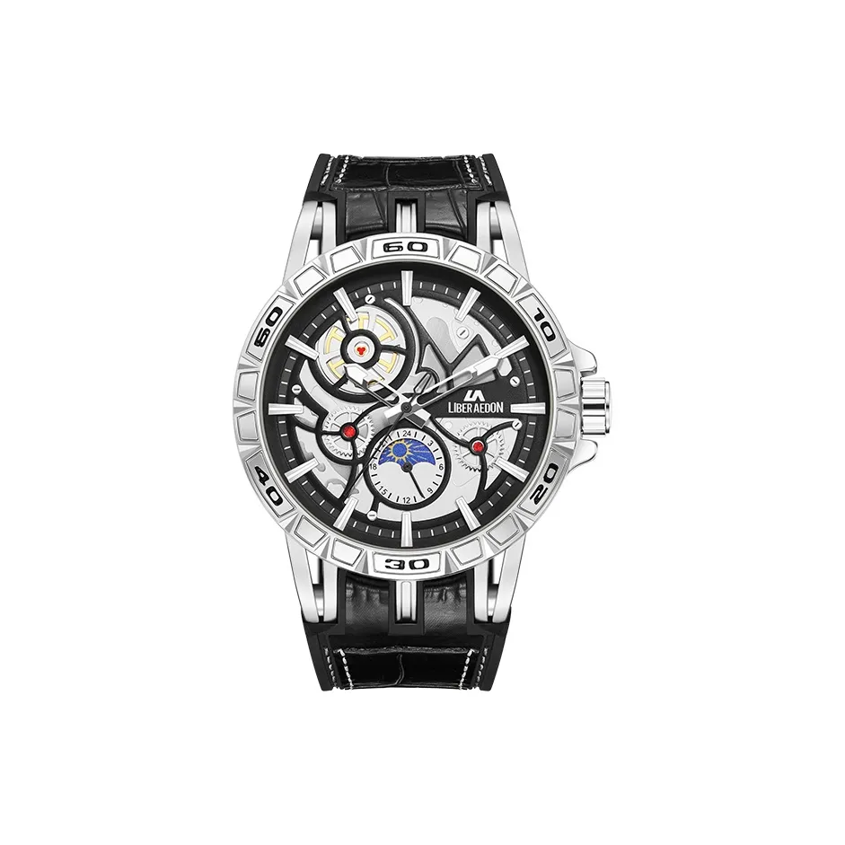 LIBER AEDON Наручные часы Кварцевый механизм Ремешок Ремешок Черный Циферблат Мужские часы