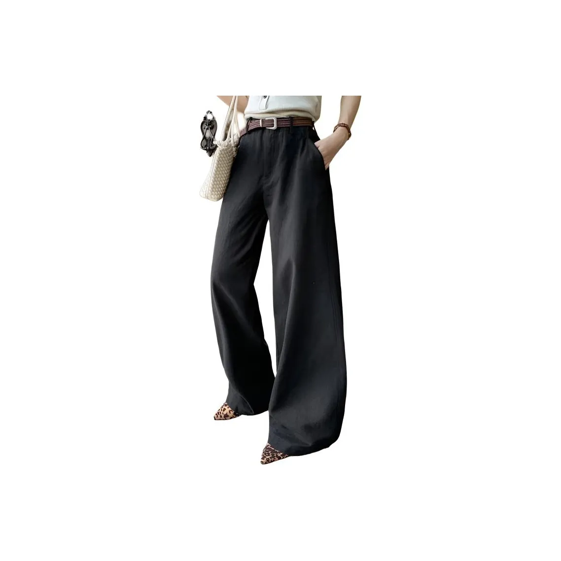 NANING9 Linen Hand Woven Casual Pants Women's