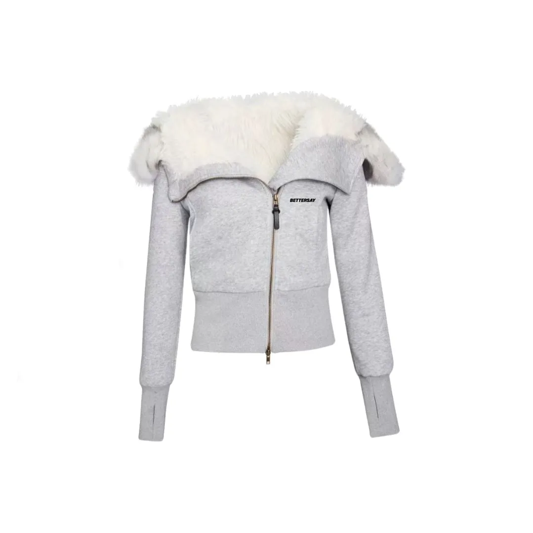 BETTERSAY Серый Перо Женские Свитшоты