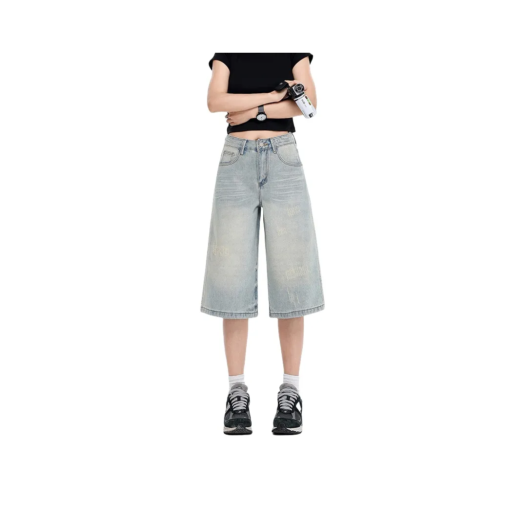 MA JOURNEE Светло-синие капри женские джинсы