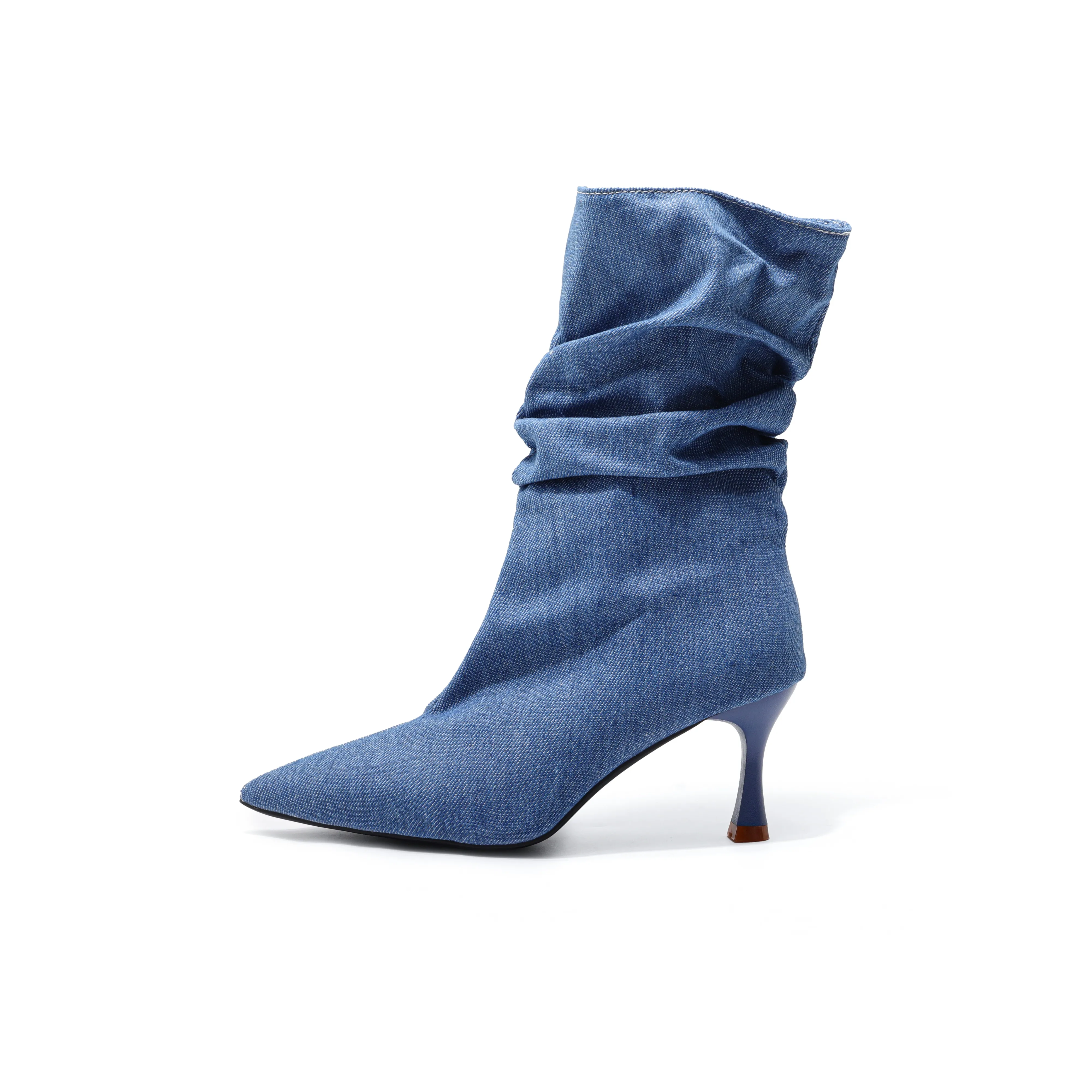 Be Good Британский стиль Элегантность Элегантный Fashion Versatile Корейский стиль Повседневный Колено Высокие сапоги 7 см Женские Синий