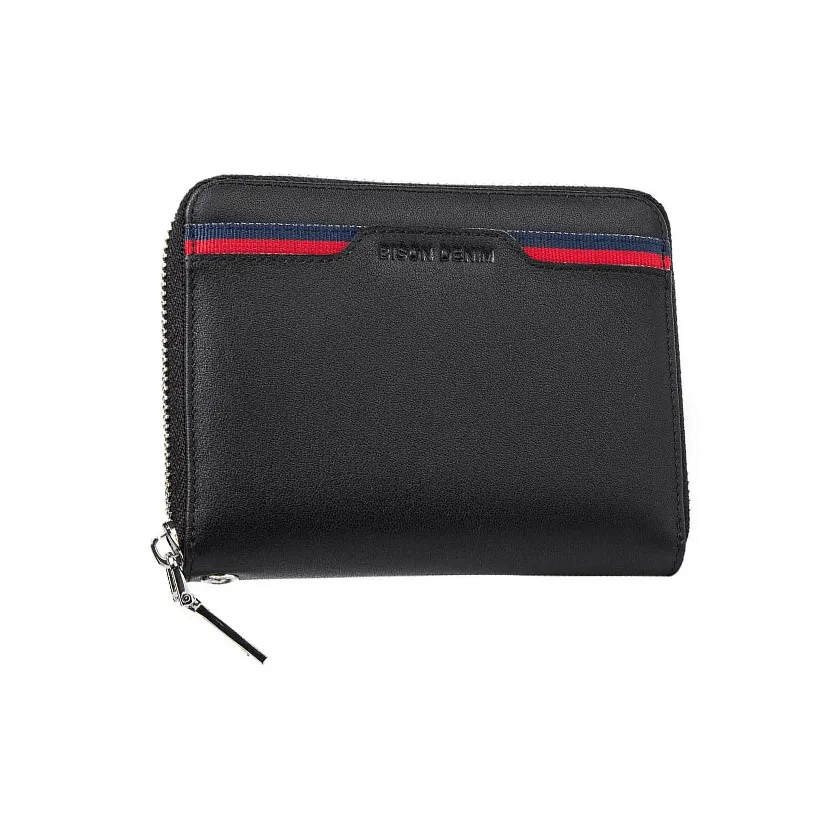 BISON DENIM Коровья кожа Держатель для карт Мужской Черный